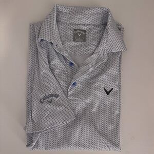 Callaway Men's Performance Short Sleeve Golf Polo Size S EUC White Birds Print
